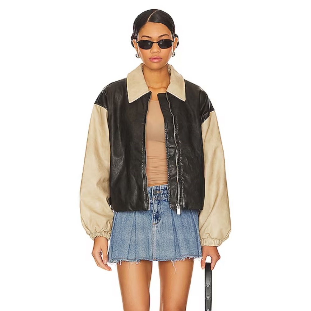 Lioness Black and Tan Leather Jacket